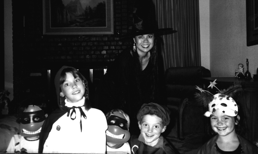 Haloween fun in Colleyville, Texas for the children of the Kimbro and Maxwell families, Left to Right: Marshall, Brittany, Thomas, A.J., and Jessica.