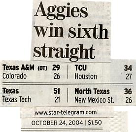 Image Credit:  The Fort Worth Star-Telegram, Sunday October 24, 2004 issue