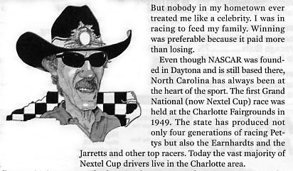 Image Credit:  Sports Illustrated, March 15, 2004 page 33, From the article entitled "NASCAR's King" by Richard Petty, Illustration by Joe Ciardiello