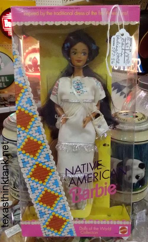 A pic of a Native American Barbie Doll, found at the Exit 76 Antique Mall in Edinburgh, Indiana.