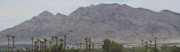 A photo of Frenchman's Mountain, a prime feature of the Las Vegas skyline, as seem from Boulder Highway in Clark County, NV.