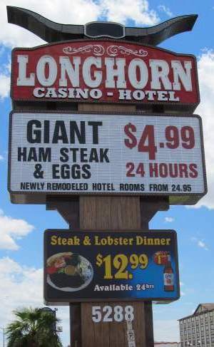 Photo of the sign for the Longhorn Casino-Hotel on Boulder Highway.