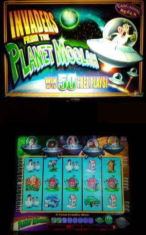 Pic of the slot machine Invaders from the Planet Moolah was taken at the Boulder Station Casino Resort in Las Vegas.