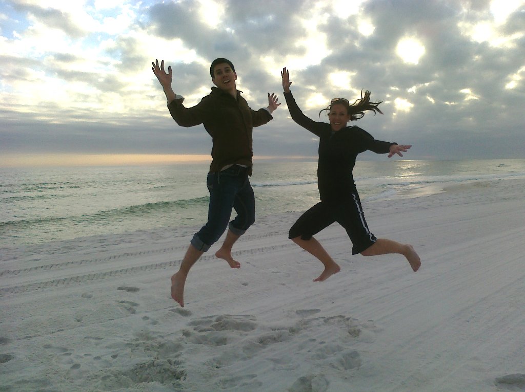 Britt and Marshall in mid air on Pensacola Beach 2011.