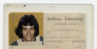 Here's a portion of my DePauw University student ID card, celebrating the college freshman year I spent in Greencastle, IN, where, had I stayed there, I would have been part of the DePauw Class of '79.