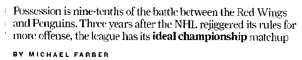 Quote from the article "Control Freaks" by Michael Farber in the June 2, 2008 issue of Sport Illustrated, page 45.