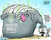 Image Credit:  So big was this catastrophe that multiple newspapers and magazines featured comics on the subject of the infamous London Whale at JP Morgan Chase Bank.