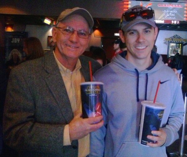 With his father in line for Star Wars in December 2015.