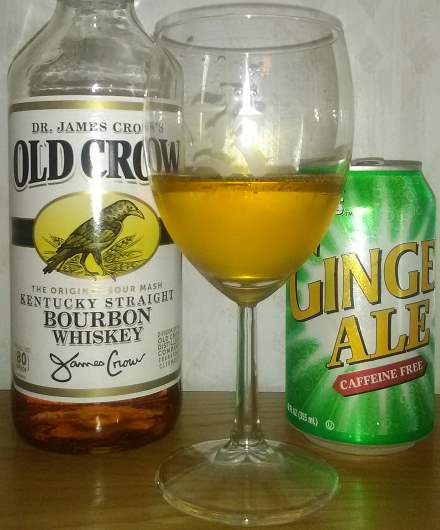 A favorite cocktail of Old Crow Kentucky Straight Bourbon Whiskey and Walmart's Great Value Ginger Ale.