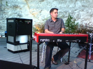 Keyboardist Patrick Benfield behind the Nord C1 with the band McLemore Avenue at Club de Ville in Austin, Texas.