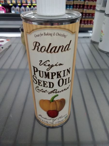 Here's a container of pumpkin seed oil, pic taken at the Walmart in Grapevine, TX.