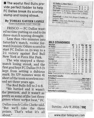 Image Credit:  The Fort Worth Star-Telegram, Sunday July 9, 2006, page 13C, from an article entitled "Finally, a goal; then another; and a win" by Tobias Xavier Lopez