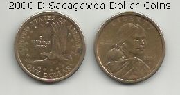 Image Credit:  Two Sacagawea Dollar Coins of the 2000 D series, depicting Sakakawea and her infant son Jean Baptiste Charbonneau on one side, and an American Bald Eagle in flight on the other side.