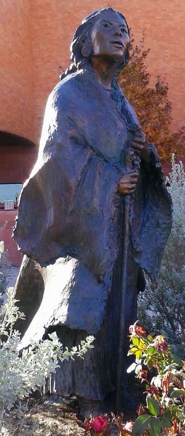Photo of the sculpture of Sacagawea by artist Glenna Goodacre of Sante Fe, NM on display at the National Cowgirl Museaum in Fort Worth, TX.