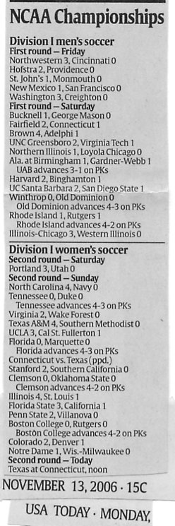 Image Credit:  USA Today Daily, November 13, 2006 edition, page 15C