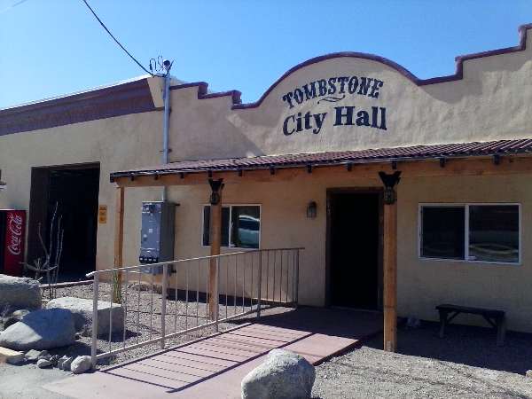 Pic of the Tombstone City Hall on Allen Street in the town too tough to die.