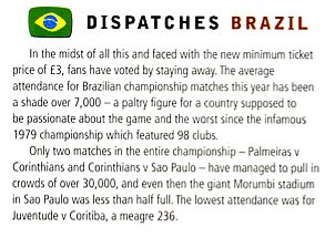 Image Credit:  Brian Homewood's article "Going backwards" on pages 24-25 of the November 2004 issue of World Soccer magazine.  It was one of the best soccer articles I've read in a sports magazine.