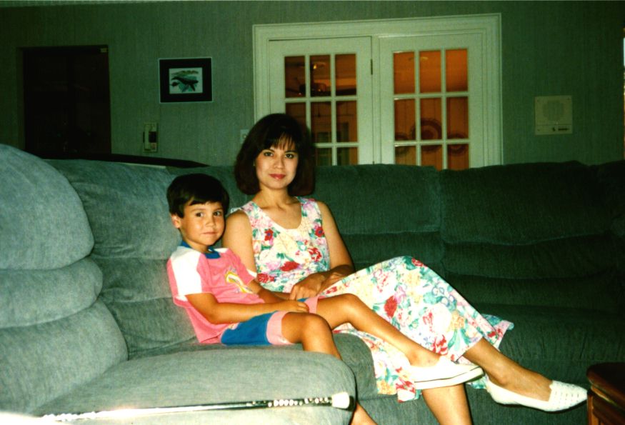 Marshall with his mother Debra Hillman Kimbro in the gameroom of our home in Windview Estates in Colleyville, Texas.