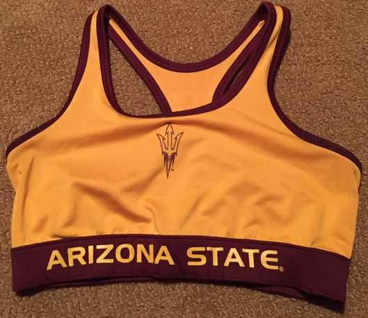 Pic of a piece of woman's athletic attire which might be worn by a coed at Arizona State University in Tempe, AZ, which has be historically regarded as the #1 party college in the nation, and maybe the world, Go Sun Devils!