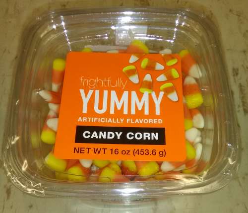 A package of candy corn which I found in a Walgreens in Louisville, KY in Autumn around Halloween.