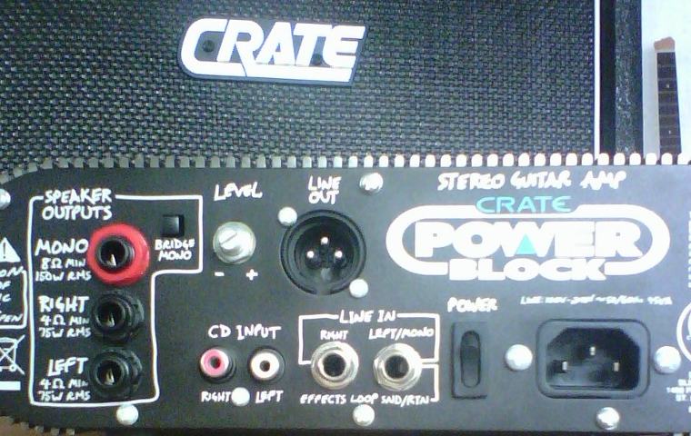 Crate Powerblock amp head rear view