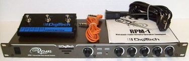 The Digitech RPM-1 rack mount tube pre-amp and rotary speaker emulator with 3 button footswitch.