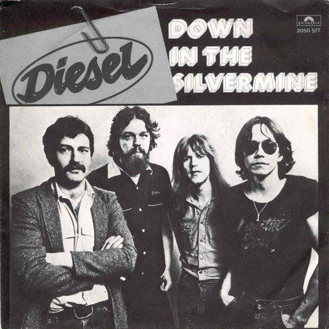 Cover for the single 45 rpm record "Down In The Silvermine" by the band Diesel out of The Netherlands.