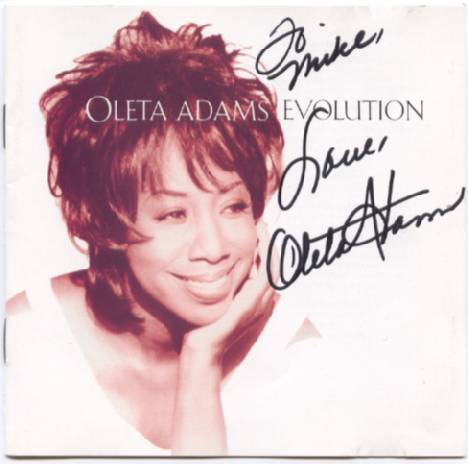 Autographed CD insert of Oleta Adams' Evolution album