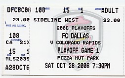 Image Credit:  Ticket stub for the 2nd game of the MLS quarterfinal playoff series between the The Rapids and The Hoops, or The Bull, or The Herd, or El Toro, or whatever it is that we are.  I'm told that we were once called 'The Burn', but that wasn't good enough for the purists.