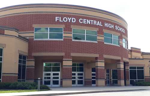 The front of Floyd Central High School, home of the Highlanders.