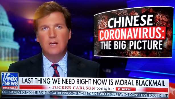 Tucker Carlson addressing moral blackmail, something that the political right knows so much about, in a discussion of what they call the Chinese Coronavirus.