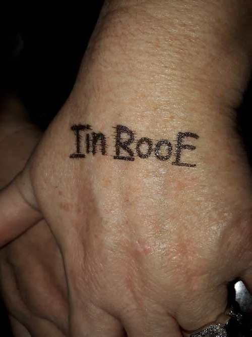 A hand stamp received at the entrance of the Tin Roof Club on Shelbyville Road in Louisville, Kentucky.