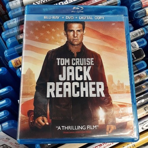 Here's the jacket for the Jack Reacher Blu-Ray disc featuring Tom Cruise in the lead role, a character created by author Lee Child.