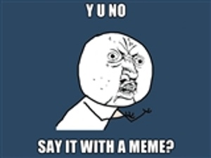 Y U NO meme containing "Y U No Say it With a Meme" created using the meme generator site.