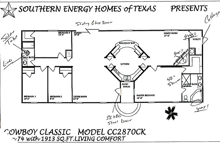 Click to see a larger version of this layout of a mobile home by Southern Energy Manufactured Homes of Fort Worth, Texas.