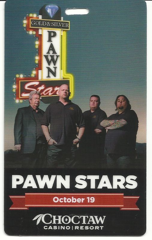 A Badge from a Pawn Stars memorabilia event at The Choctaw Casino and Resort in Durant, OK on October 19, 2013.