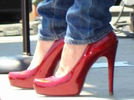 Pic of my 2nd favorite type of women's shoes, the not so basic red high heel red, which finishes a close second behind the 'fuck me' pump with the laces which wrap around the ankles of the females who adorn them.