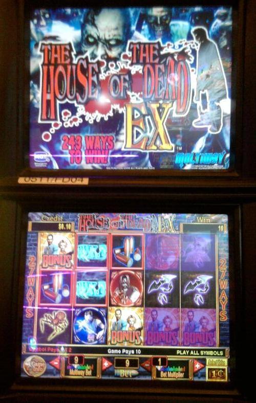The House of The Dead EX slot machine photo taken at the Grand Casino in Bixoli, MS.  It's the #1 slot machine about zombies and the undead, and has the most incredible audio soundtrack ever.