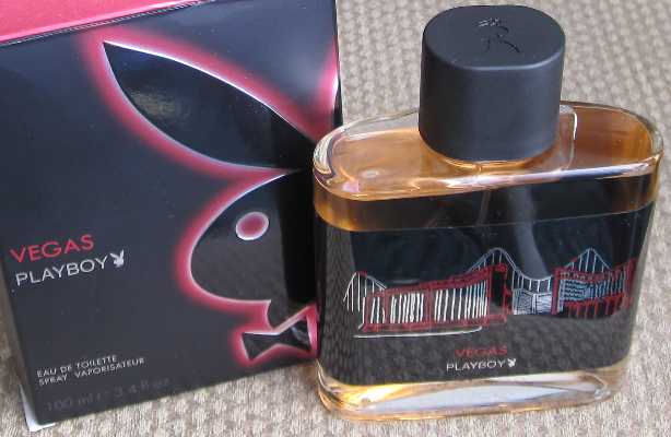 Pic of a spray bottle of Vegas Playboy men's cologne, or if you prefer, eau de toilette.  And no, I don't use any cologne because I have asthma, and am allergic to most fragrances, including strong laundry detergents such as Tide and Gain.