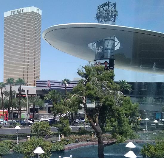 Is that an alien spacecraft that's above the Fashion Show Mall, seemingly about to crash into the Trump Resort in Las Vegas?