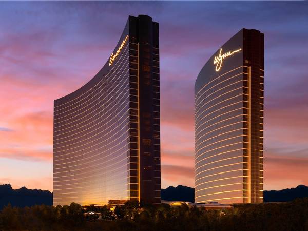 Pic of the famous Las Vegas resorts The Wynn Las Vegas and The Encore on the Las Vegas Strip.  Taken at either sunset or sunrise.
