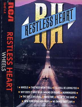 Cassette insert art for the Restless Heart album Wheels.