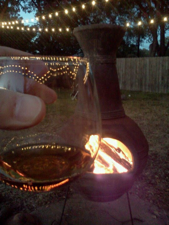 Pic of an authentic Mexican chiminea in the Dallas backyard of Jeff and Courtney Clemmons.