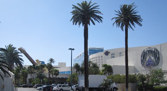 A pic of the Hard Rock Hotel and Casino in Las Vegas, NV, a resort which has a huge guitar collection and also features the music venue which they call The Joint.