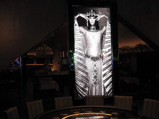 Photo of the Egypian queen-goddess Cleopatra at the entrance of the restuarant CLEO off the casino floor at the SLS Hotel and Casino in Las Vegas, Nevada.