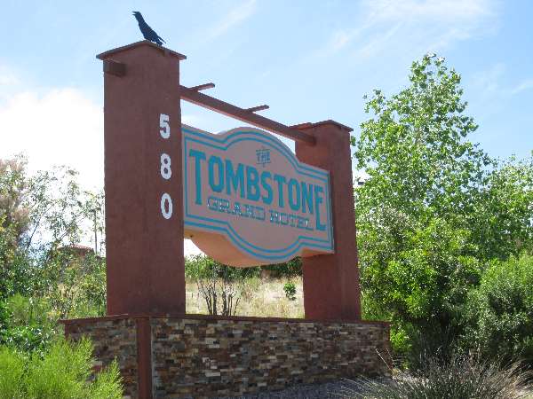 Sign at the entrance of the Tombstone Grand Hotel on West Randolph Way.